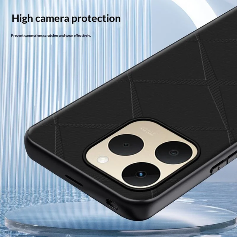 For Realme 15T 5G Case X-Patterned TPU PU Leather PC Anti-Drop Phone Cover - Grey