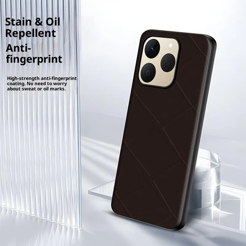 For Realme 15T 5G Case X-Patterned TPU PU Leather PC Anti-Drop Phone Cover - Grey