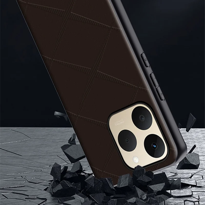 For Realme 15T 5G Case X-Patterned TPU PU Leather PC Anti-Drop Phone Cover - Grey