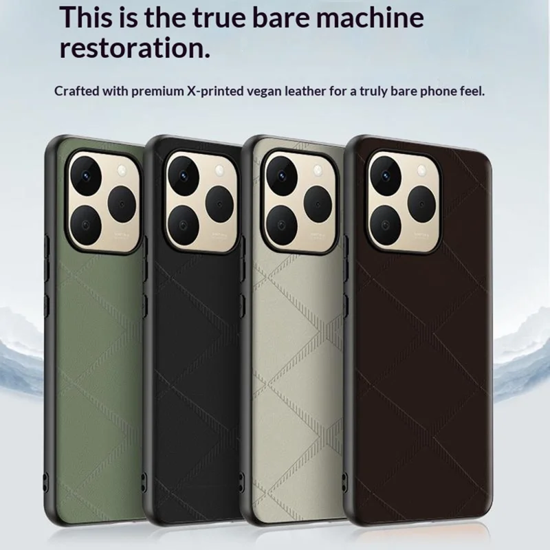 For Realme 15T 5G Case X-Patterned TPU PU Leather PC Anti-Drop Phone Cover - Grey