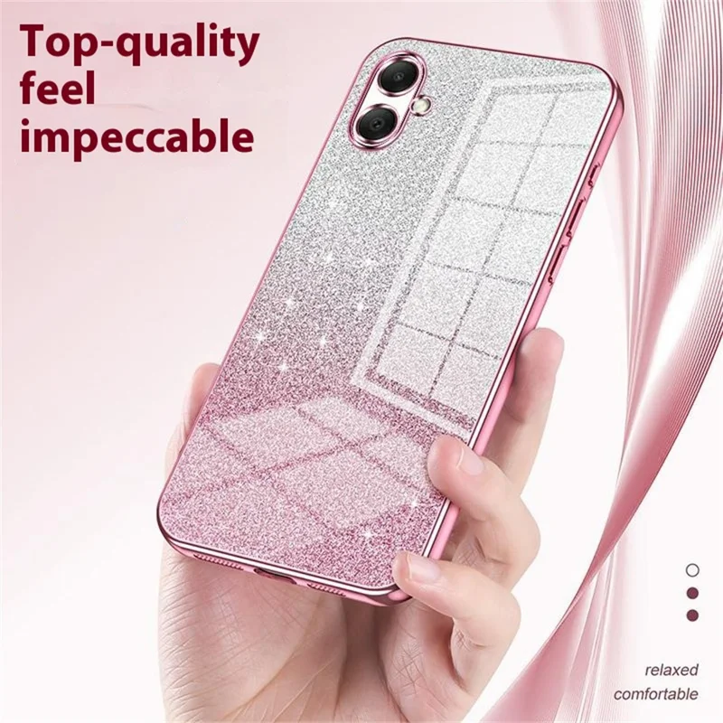 Phone Case For Samsung Galaxy A06 5G  /  A06 4G Electroplating Gradient Glitter TPU Phone Cover - Pink