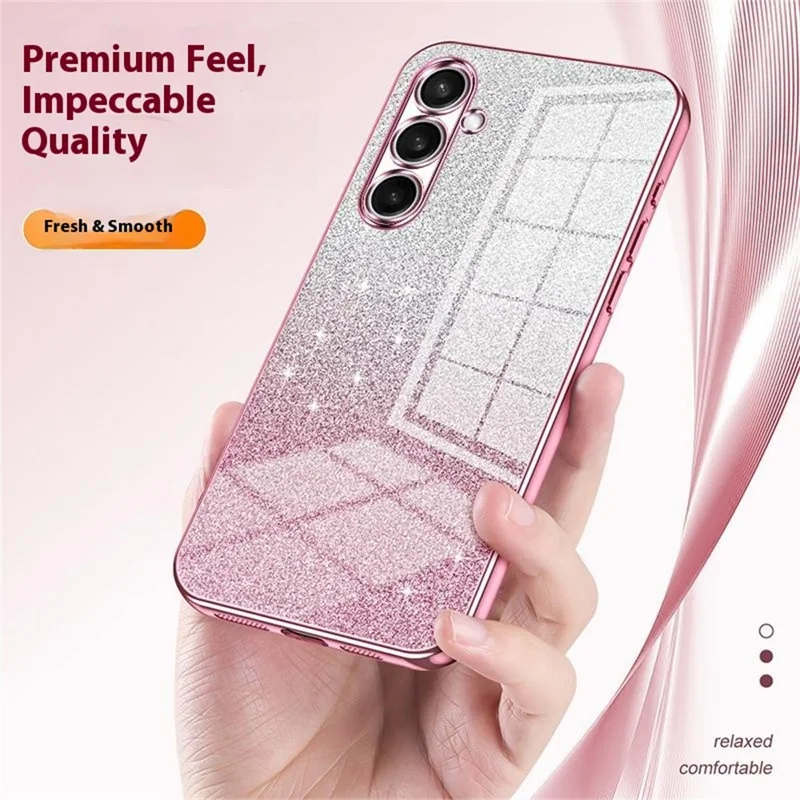 For Samsung Galaxy A27 Case Electroplating Gradient Glitter TPU Phone Cover - Pink