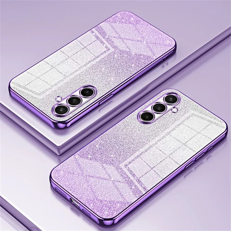 For Samsung Galaxy A37 5G Case Electroplating Gradient Glitter TPU Phone Cover - Purple