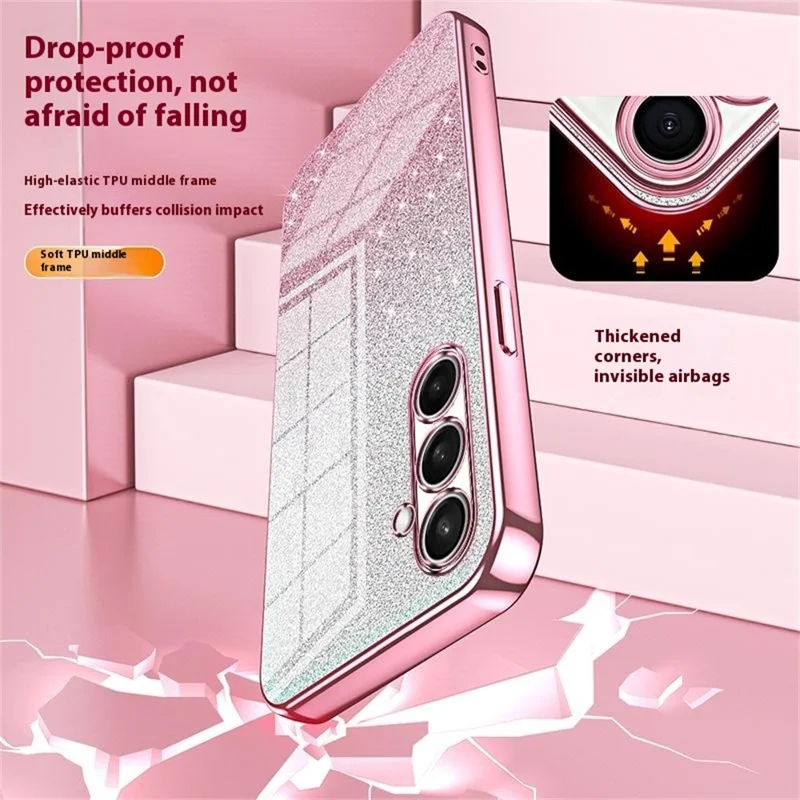 For Samsung Galaxy A37 5G Case Electroplating Gradient Glitter TPU Phone Cover - Purple
