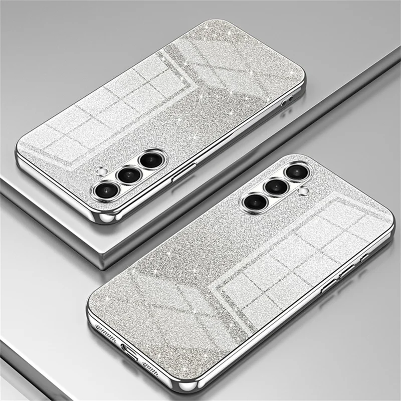For Samsung Galaxy A37 5G Case Electroplating Gradient Glitter TPU Phone Cover - Silver