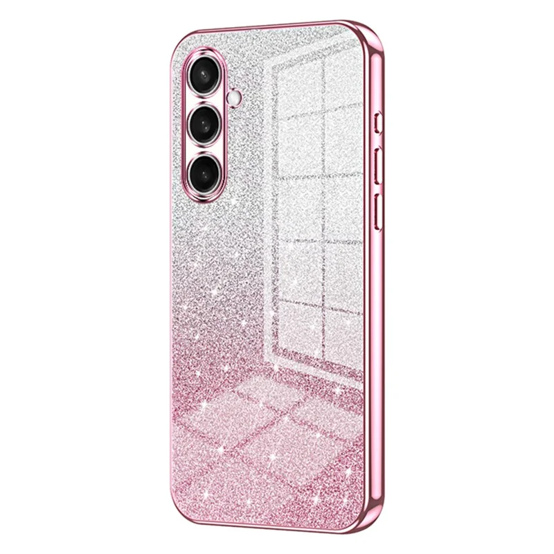 For Samsung Galaxy A55 5G Case Electroplating Gradient Glitter TPU Phone Cover - Pink