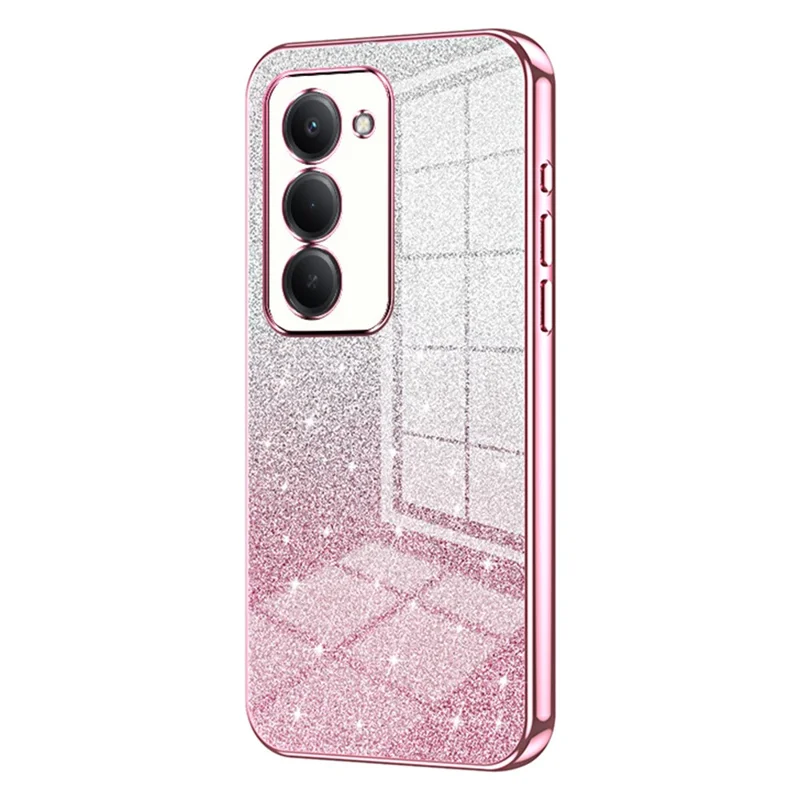 Phone Case For Xiaomi Redmi 15 5G (EU) (171mm)  /  15 4G (EU) (171mm) Electroplating Gradient Glitter TPU Phone Cover - Pink