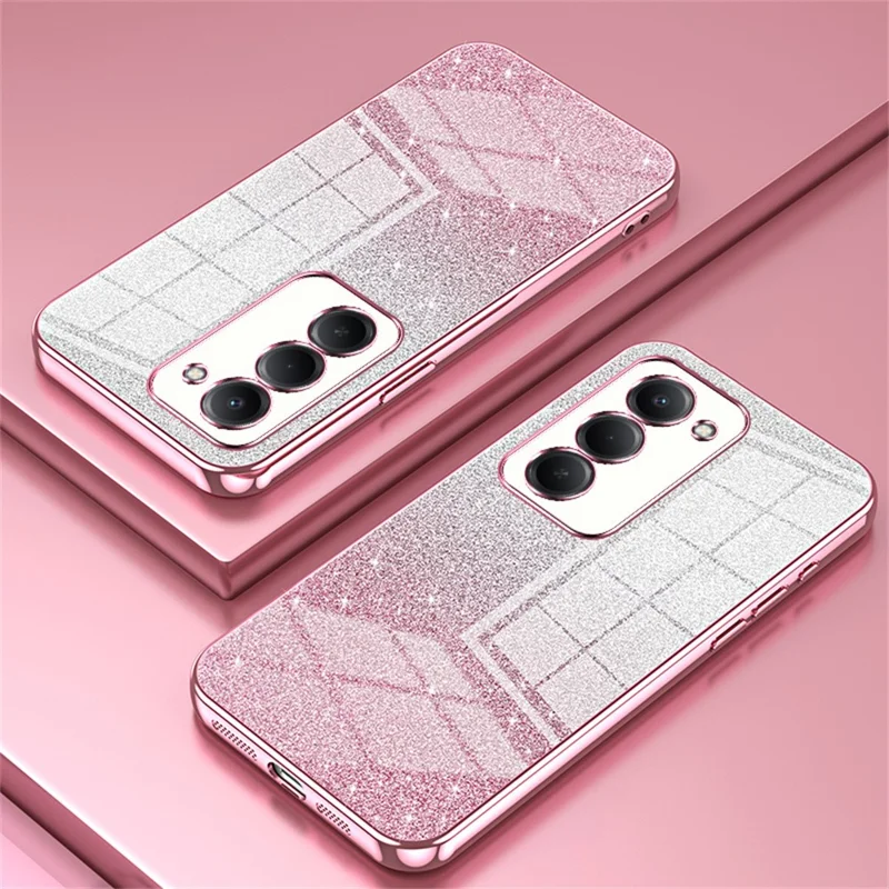 Phone Case For Xiaomi Redmi 15 5G (EU) (171mm)  /  15 4G (EU) (171mm) Electroplating Gradient Glitter TPU Phone Cover - Pink
