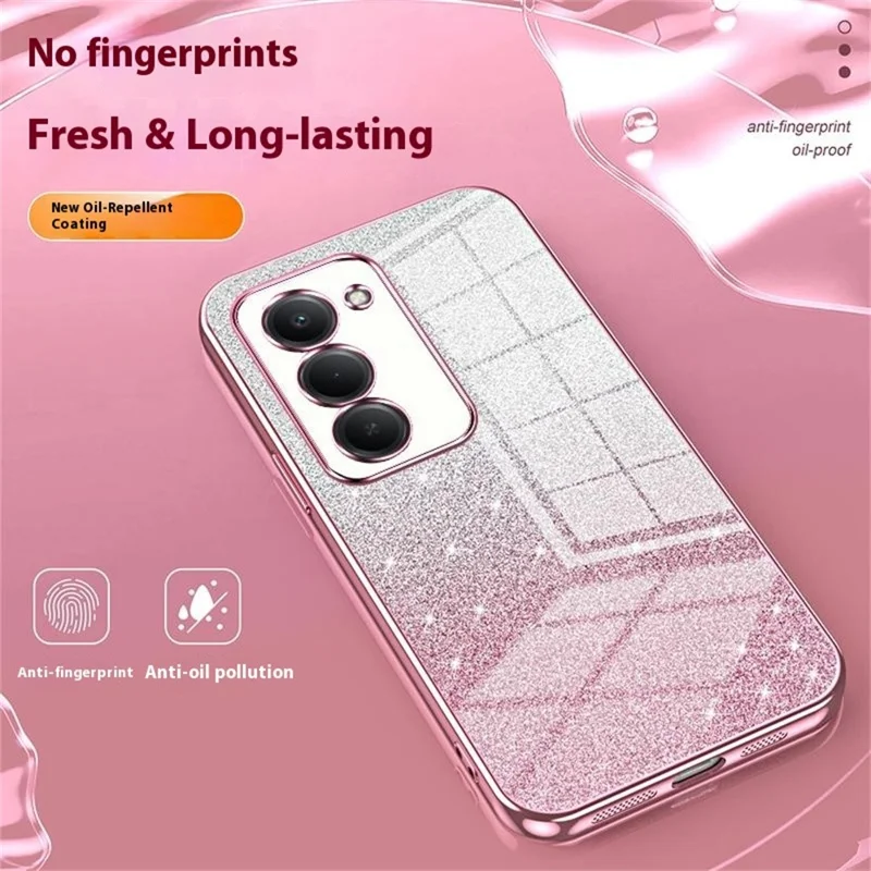 Phone Case For Xiaomi Redmi 15 5G (EU) (171mm)  /  15 4G (EU) (171mm) Electroplating Gradient Glitter TPU Phone Cover - Pink