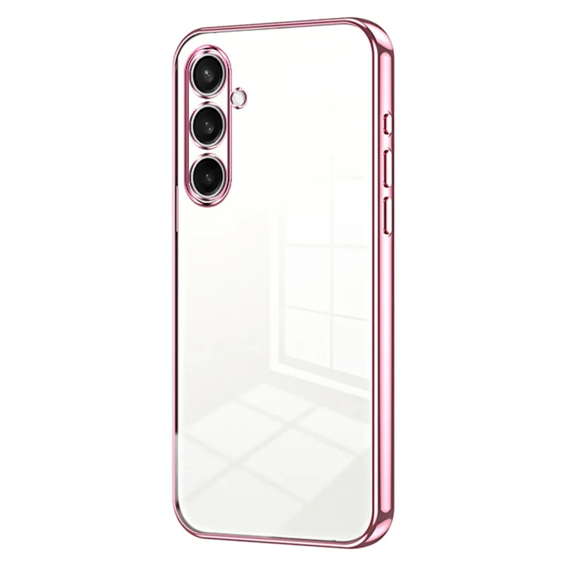 For Samsung Galaxy A55 5G Case Electroplating Frame Soft TPU Phone Cover - Pink