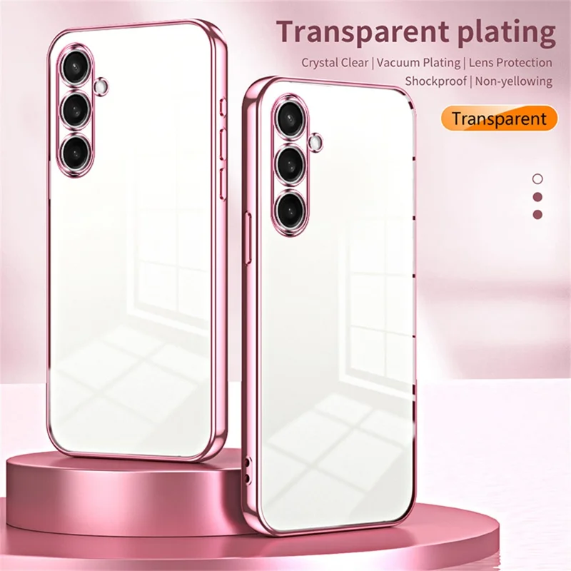 For Samsung Galaxy A55 5G Case Electroplating Frame Soft TPU Phone Cover - Pink