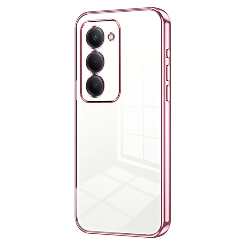 Phone Case For Xiaomi Redmi 15 5G (EU) (171mm)  /  15 4G (EU) (171mm) Electroplating Frame Soft TPU Phone Cover - Pink