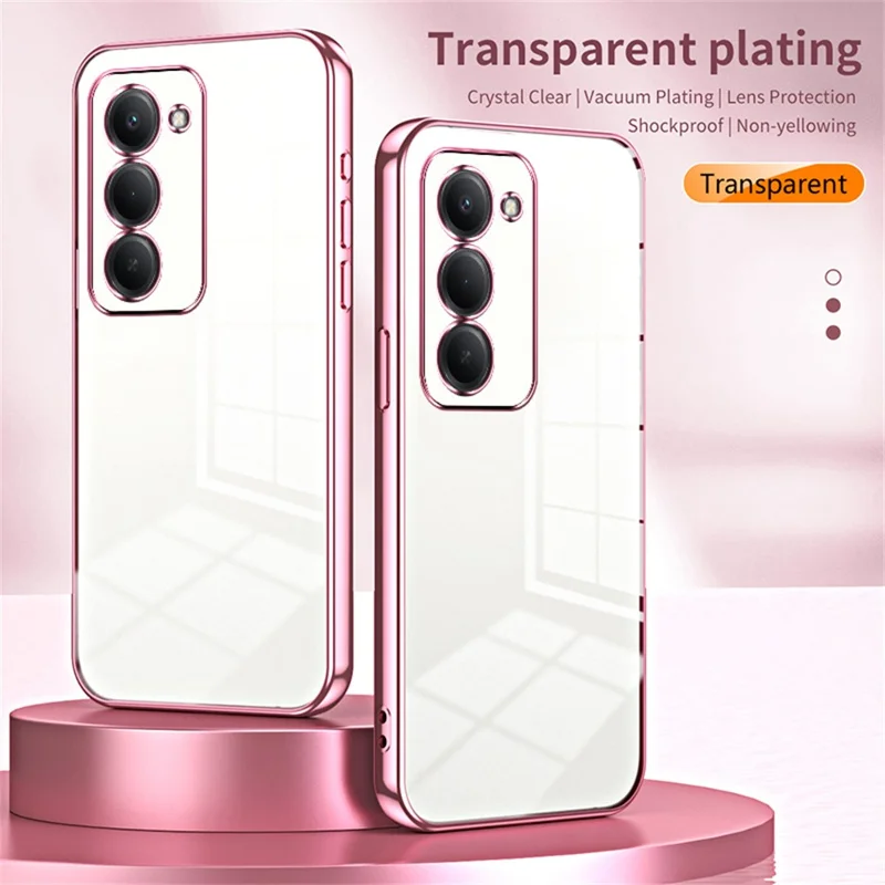 Phone Case For Xiaomi Redmi 15 5G (EU) (171mm)  /  15 4G (EU) (171mm) Electroplating Frame Soft TPU Phone Cover - Pink