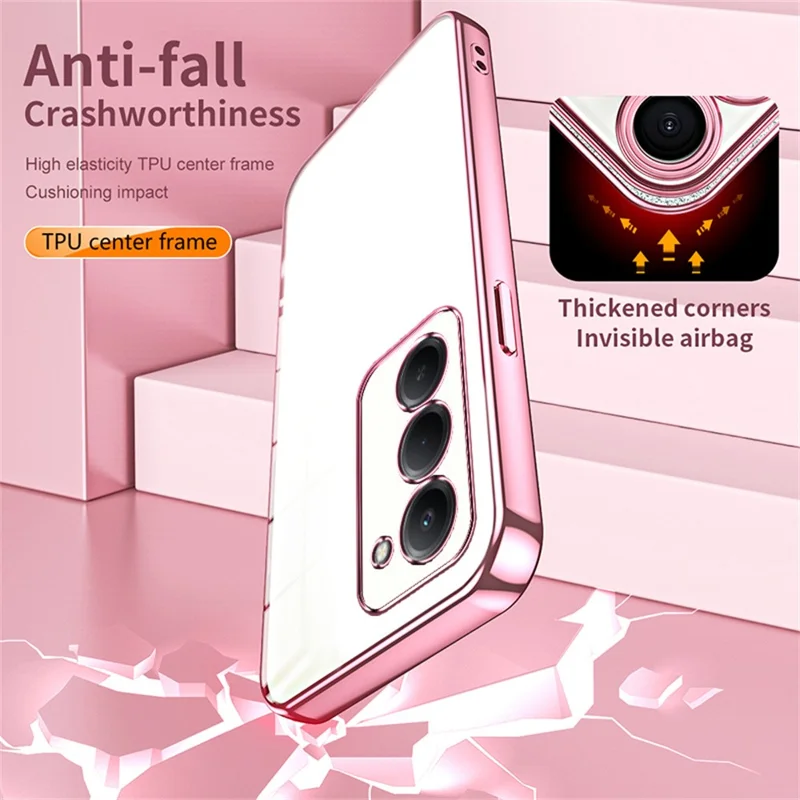 Phone Case For Xiaomi Redmi 15 5G (EU) (171mm)  /  15 4G (EU) (171mm) Electroplating Frame Soft TPU Phone Cover - Pink