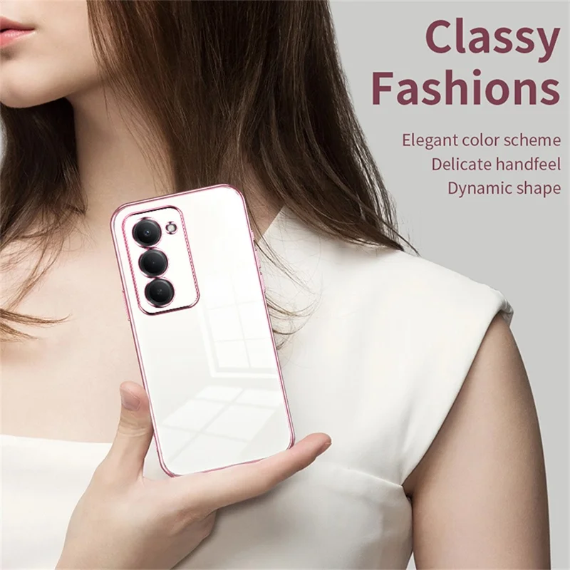 Phone Case For Xiaomi Redmi 15 5G (EU) (171mm)  /  15 4G (EU) (171mm) Electroplating Frame Soft TPU Phone Cover - Pink