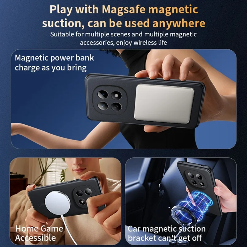 For Xiaomi Redmi Note 15 4G (Global) Magnetic Case Leather Coated TPU + PC Phone Cover - Black