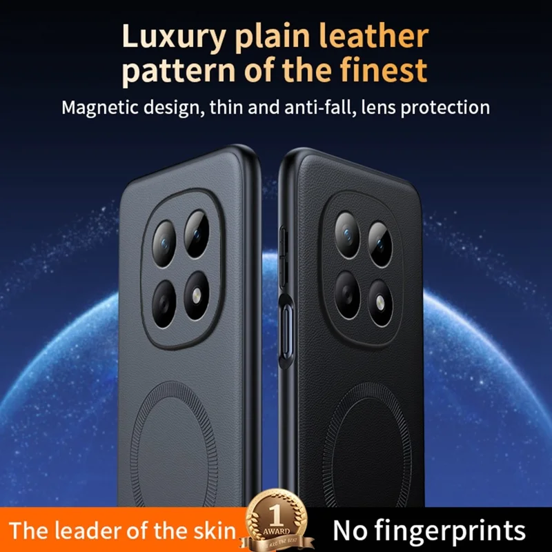 For Xiaomi Redmi Note 15 4G (Global) Magnetic Case Leather Coated TPU + PC Phone Cover - Black