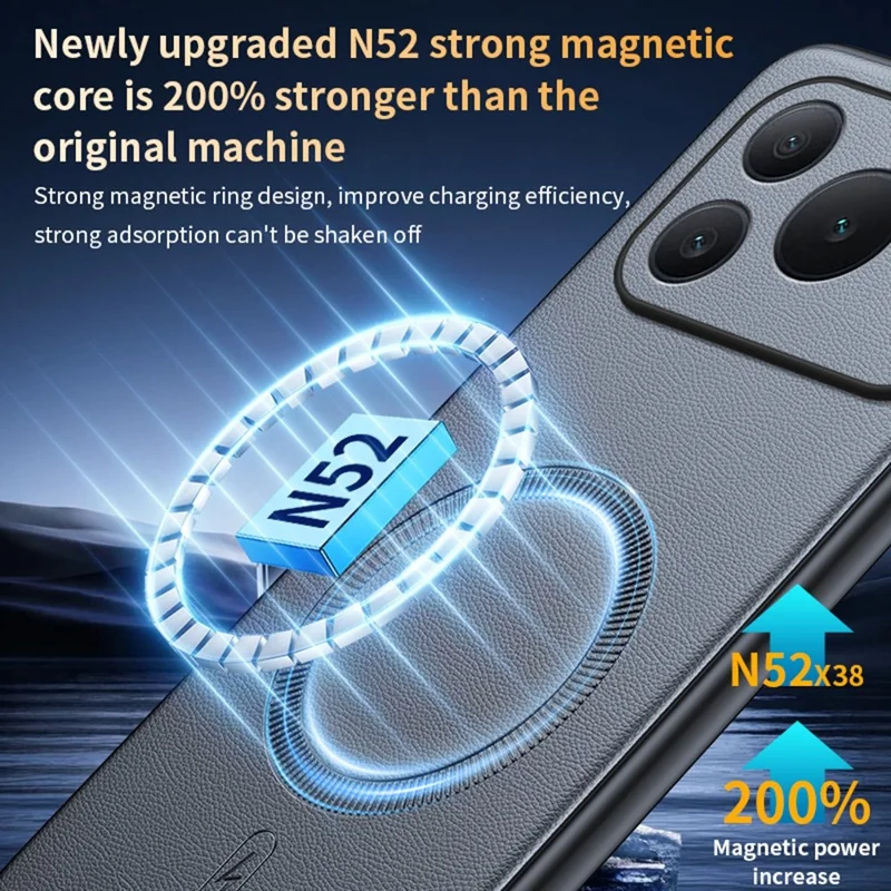 Für Honor Power2 5G Magnetische Hülle Lederbeschichtete TPU + PC Handyhülle - Schwarz