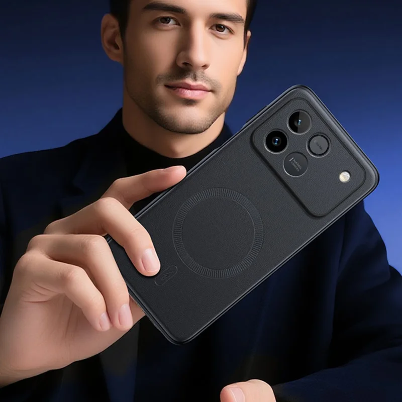 For Honor Win RT 5G Magnetisk Task Læderbelagt TPU + PC Telefonbeskyttelse - Sort