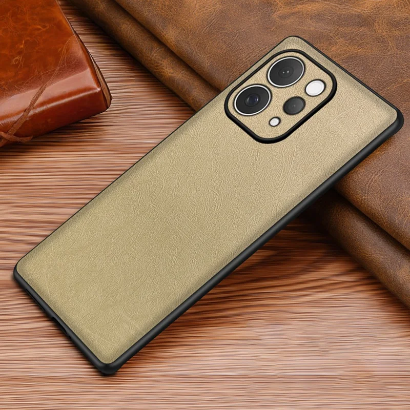 For vivo S50 5G Case Silk-Textured PU Leather Coated PC TPU Protective Phone Back Cover - Gold