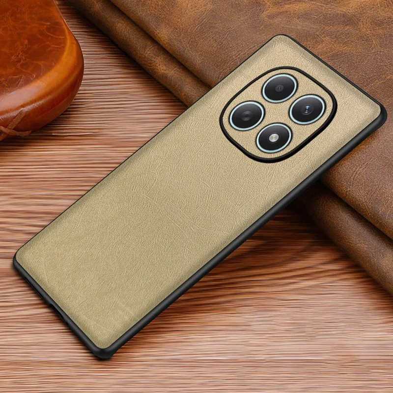 Phone Case For Xiaomi Poco M8 5G / Redmi Note 15 5G (Global) / 15 4G (Global) Silk-Textured PU Leather Coated PC TPU Protective Phone Back Cover - Gold