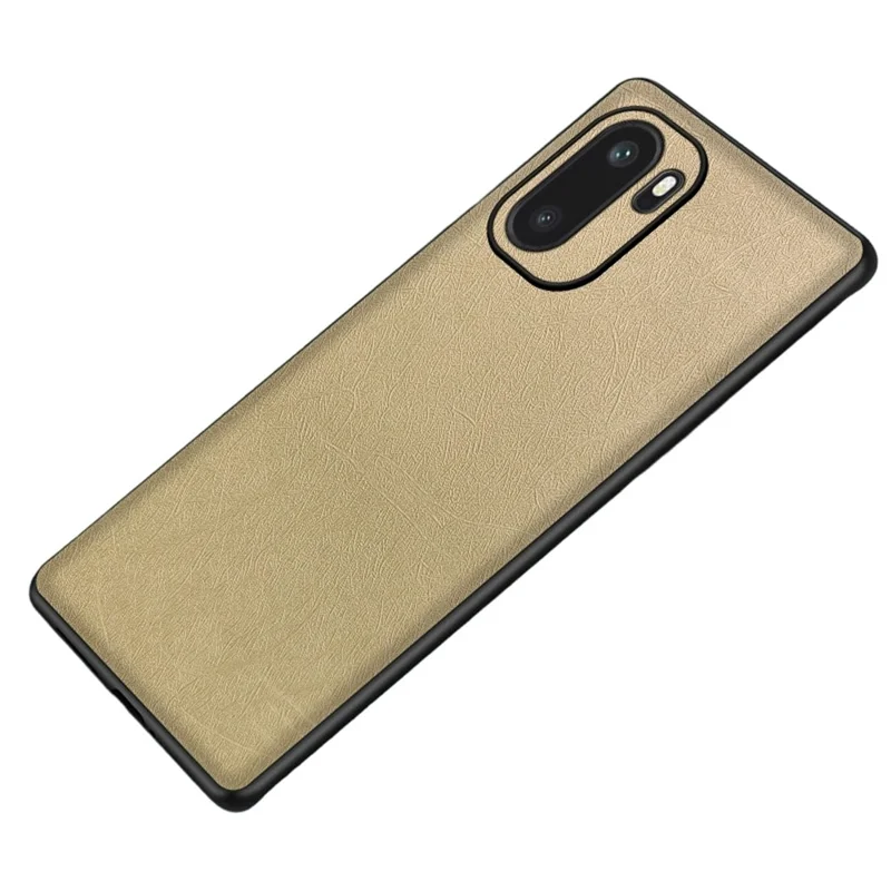 For OnePlus Ace 6 5G Case Silk-Textured PU Leather Coated PC TPU Protective Phone Back Cover - Gold