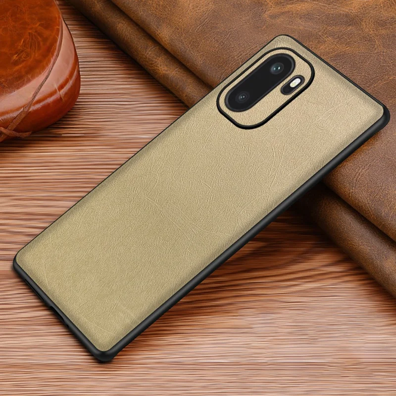 For OnePlus Ace 6 5G Case Silk-Textured PU Leather Coated PC TPU Protective Phone Back Cover - Gold