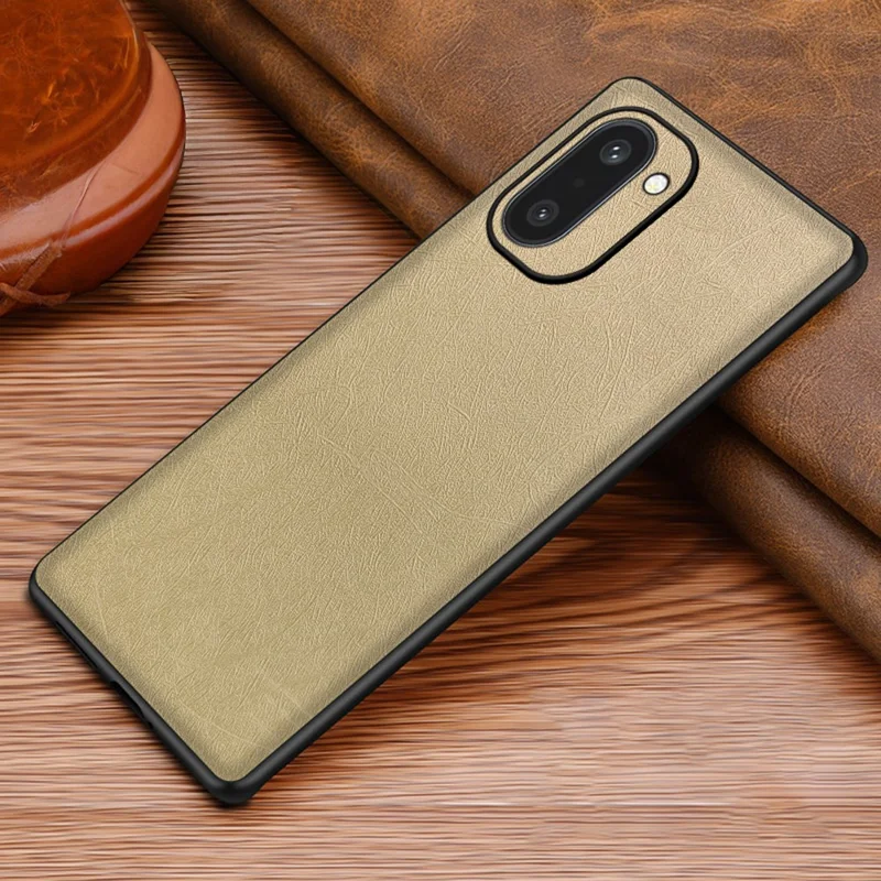 For OnePlus Ace 6T 5G Case Silk-Textured PU Leather Coated PC TPU Protective Phone Back Cover - Gold