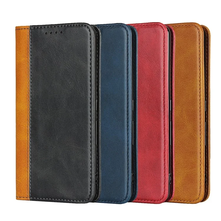 Für Fujitsu-pfeile Be4 Bi-color Spleißen PU Leder Flip Wallet Wallet Kalb Texturständer Magnetische Absorption Schutzhelfe Telefonabdeckung - Rot / Schwarz