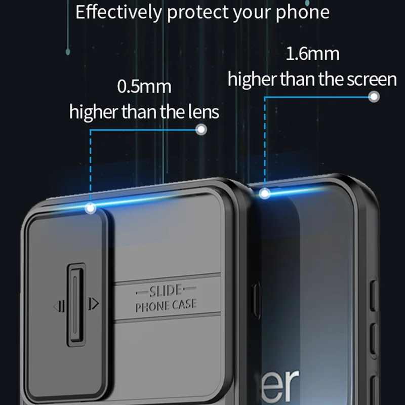 Til OnePlus Nord 5 5G / Ace 5 Ultra 5G Case PC + TPU støttebeslag Telefonbeskytter med linsehætte - Sort