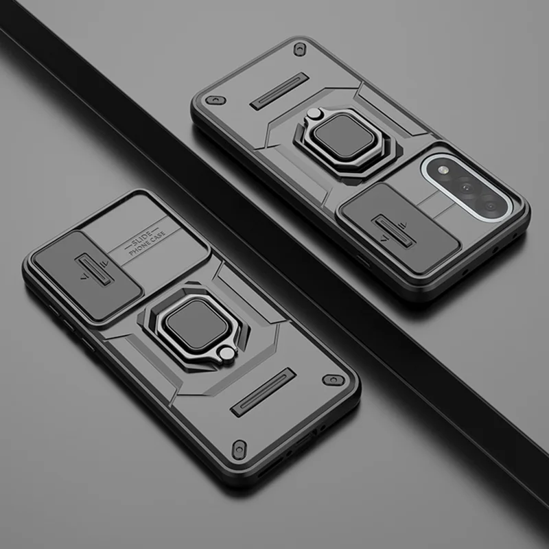 Til OnePlus Nord 5 5G / Ace 5 Ultra 5G Case PC + TPU støttebeslag Telefonbeskytter med linsehætte - Sort