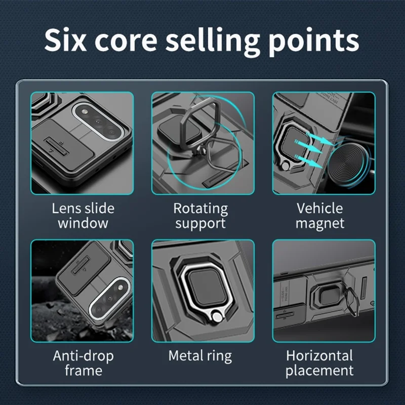 Til OnePlus Nord 5 5G / Ace 5 Ultra 5G Case PC + TPU støttebeslag Telefonbeskytter med linsehætte - Sort