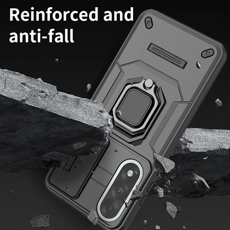 Til OnePlus Nord 5 5G / Ace 5 Ultra 5G Case PC + TPU støttebeslag Telefonbeskytter med linsehætte - Sort