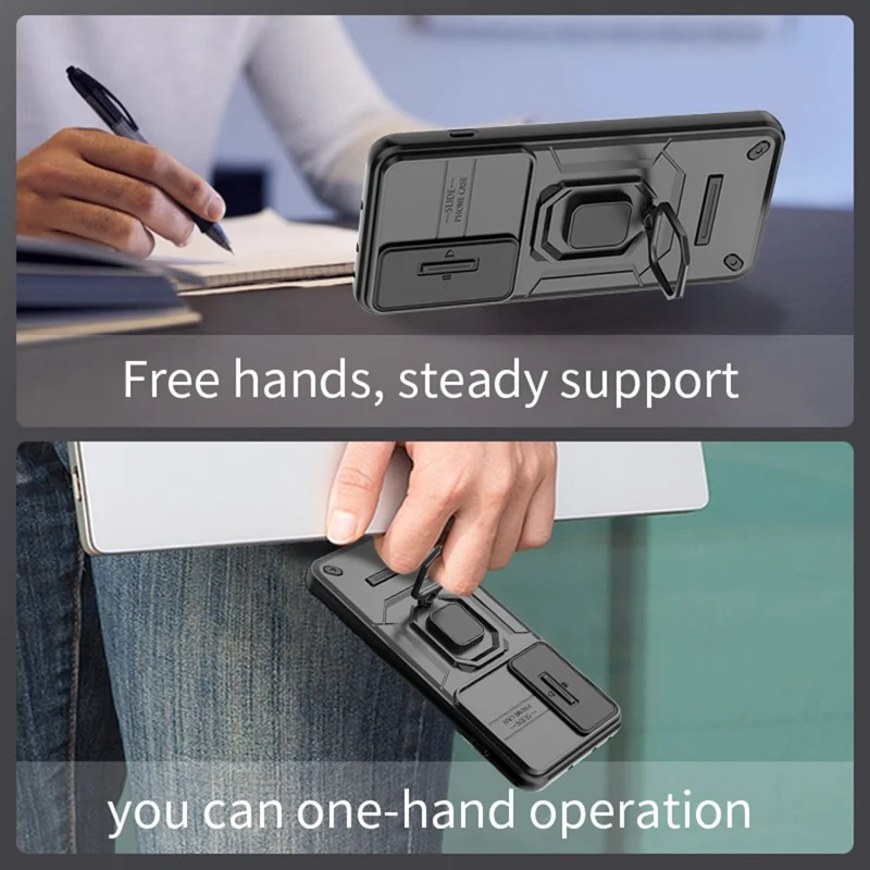 Til OnePlus Nord 5 5G / Ace 5 Ultra 5G Case PC + TPU støttebeslag Telefonbeskytter med linsehætte - Sort