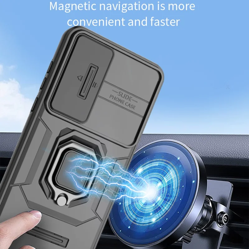 Til OnePlus Nord 5 5G / Ace 5 Ultra 5G Case PC + TPU støttebeslag Telefonbeskytter med linsehætte - Sort