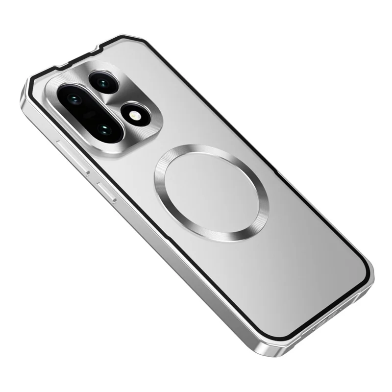 Obudowa magnetyczna na OnePlus 15 5G twarda obudowa PC z ramką metalową matowa przezroczysta pokrywa tylna - Srebrna