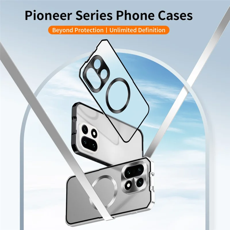 Obudowa magnetyczna na OnePlus 15 5G twarda obudowa PC z ramką metalową matowa przezroczysta pokrywa tylna - Srebrna