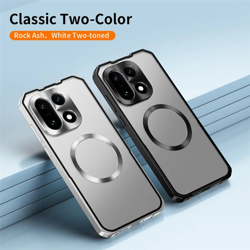 Obudowa magnetyczna na OnePlus 15 5G twarda obudowa PC z ramką metalową matowa przezroczysta pokrywa tylna - Srebrna