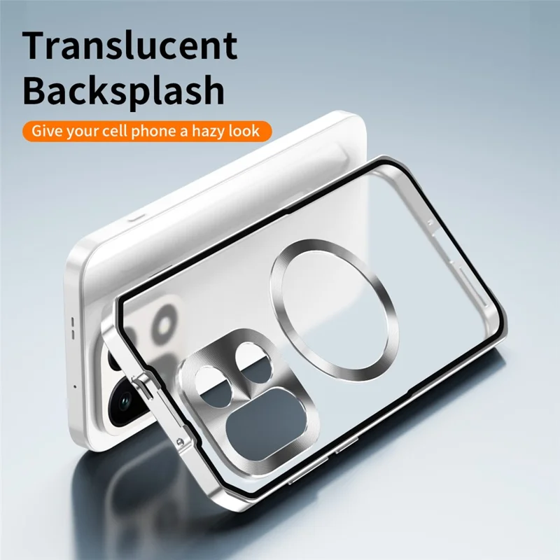 Obudowa magnetyczna na OnePlus 15 5G twarda obudowa PC z ramką metalową matowa przezroczysta pokrywa tylna - Srebrna