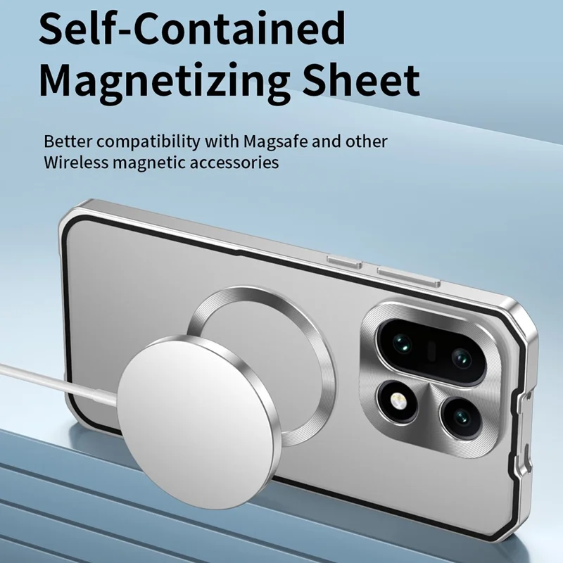 Obudowa magnetyczna na OnePlus 15 5G twarda obudowa PC z ramką metalową matowa przezroczysta pokrywa tylna - Srebrna