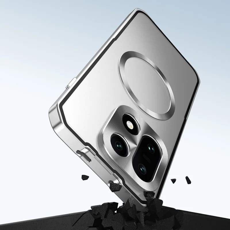 Obudowa magnetyczna na OnePlus 15 5G twarda obudowa PC z ramką metalową matowa przezroczysta pokrywa tylna - Srebrna