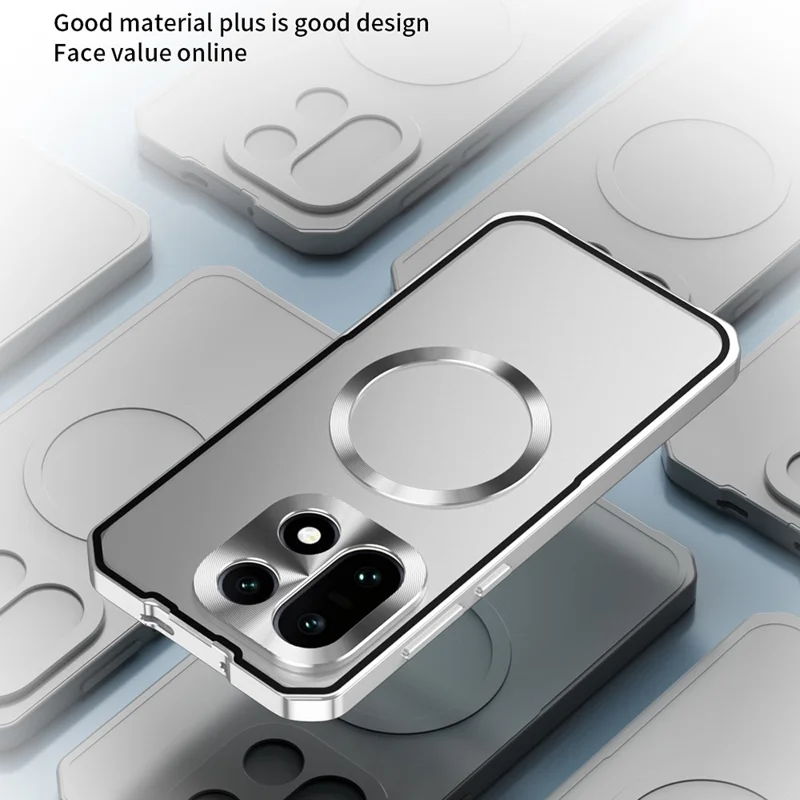 Obudowa magnetyczna na OnePlus 15 5G twarda obudowa PC z ramką metalową matowa przezroczysta pokrywa tylna - Srebrna