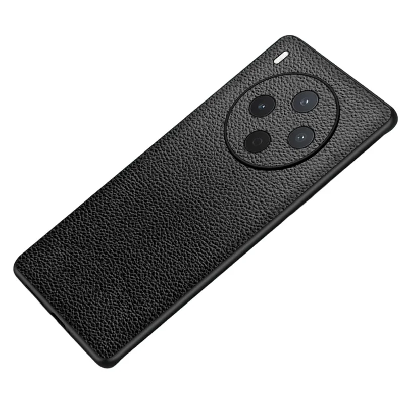 For vivo Y500 Pro 5G Case Litchi Texture PU Leather Coated PC + TPU Protective Phone Back Cover - Black