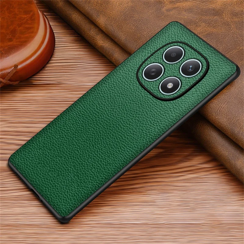 Phone Case For Xiaomi Poco M8 5G / Redmi Note 15 5G (Global) / 15 4G (Global) Litchi Texture PU Leather Coated PC + TPU Protective Phone Back Cover - Green