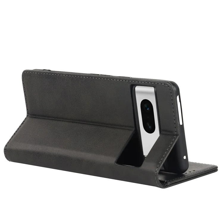Para Google Pixel 7 5G Case de Teléfono de la Ternera Case de Billetera de la Billetera de la Billetera Magnetic Absorción Magnética Cubierta de Teléfono a Prueba de Choque Todo Incluido - Negro