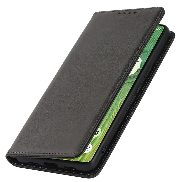 Para Google Pixel 7 5G Case de Teléfono de la Ternera Case de Billetera de la Billetera de la Billetera Magnetic Absorción Magnética Cubierta de Teléfono a Prueba de Choque Todo Incluido - Negro