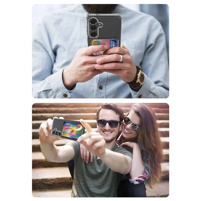 Groothandel voor Samsung Galaxy A35 5G hoesje, precies uitgesneden, met kaarthouder, stootvrij, transparant TPU telefoonhoesje - Zwart