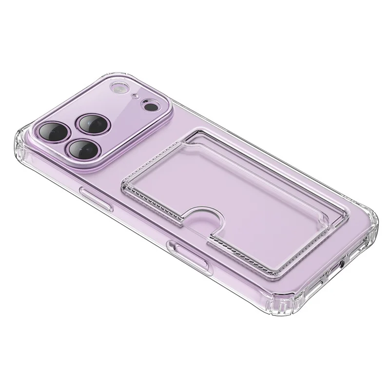 Achat en gros pour coque iPhone 17 Pro avec porte-cartes, découpes précises, étui arrière transparent en TPU résistant aux chocs - Transparent