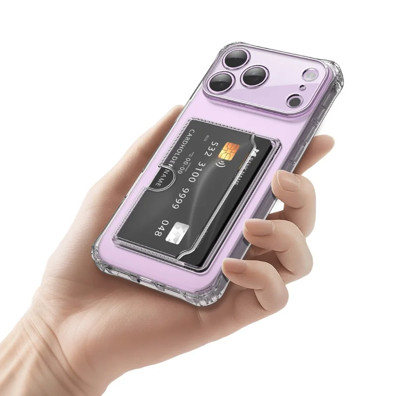 Achat en gros pour coque iPhone 17 Pro avec porte-cartes, découpes précises, étui arrière transparent en TPU résistant aux chocs - Transparent