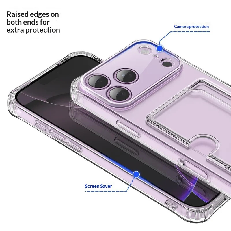 Achat en gros pour coque iPhone 17 Pro Max avec porte-cartes, découpes précises, antichoc, transparente en TPU - Transparent